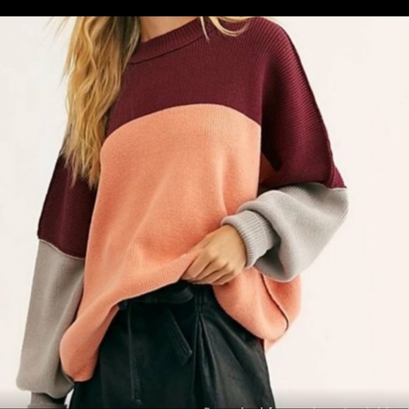 Free People Easy Street Tunic - Peach Combo | NWOT | oversized pullover sweater - Picture 3 of 7